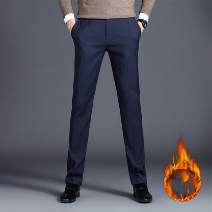 A winter men's casual pants cashmere trousers with thickened young Korean all-match slim feet long pants men wholesale