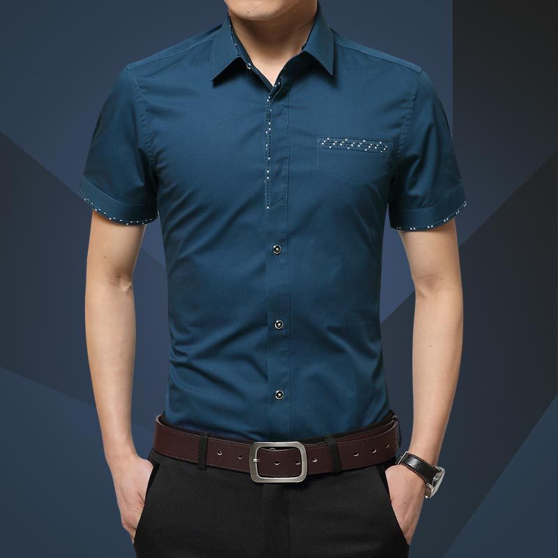 Men's Short Sleeved Shirts Summer Slim Business Casual Men's Shirts