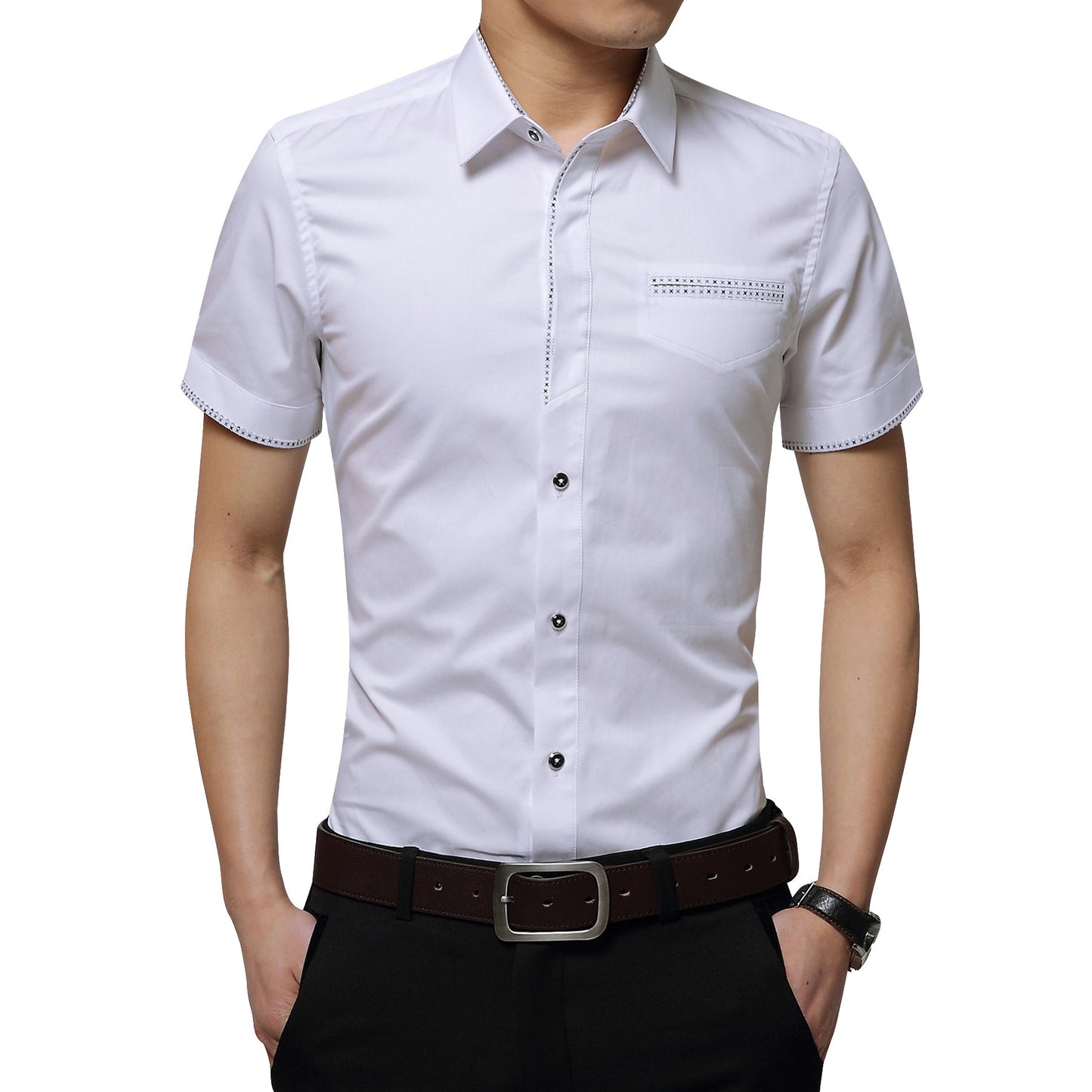 Men's Short Sleeved Shirts Summer Slim Business Casual Men's Shirts