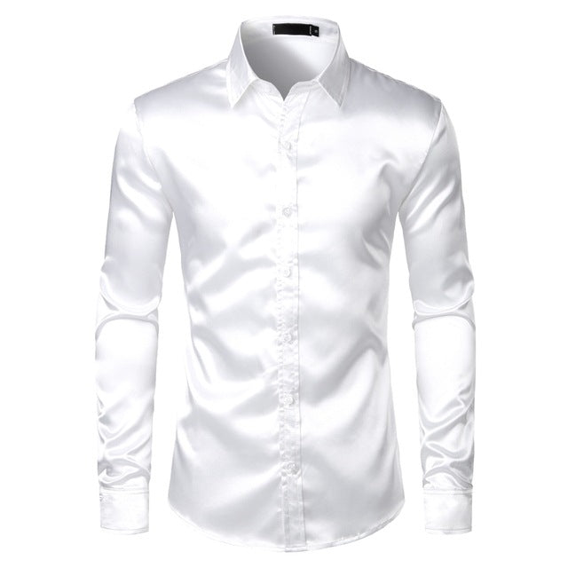 Mens Black Satin Dress Shirts