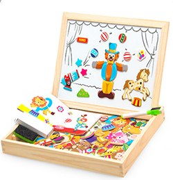 Wooden Magnetic Puzzle Toys Children 3D Puzzle Box Figure Animals Circus Writing Drawing Board Learning Education Toys For Kids