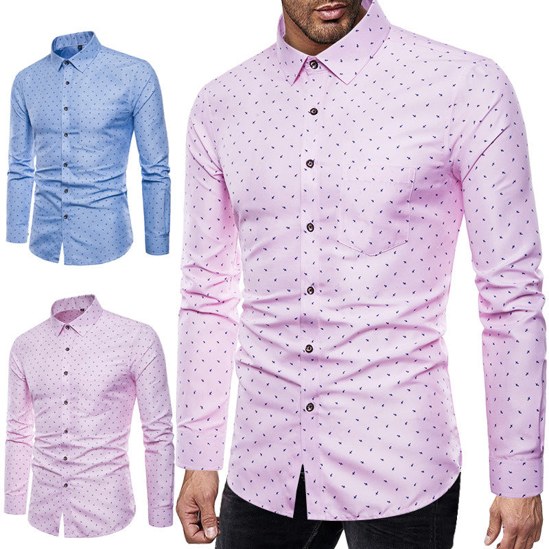 Men's Slim Slim-fit Shirts Casual Floral Floral Shirts