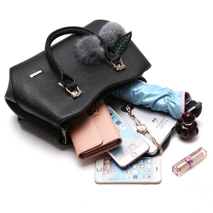 2021 new fashion handbags handbags leather bag and hang the hair ball single shoulder bag