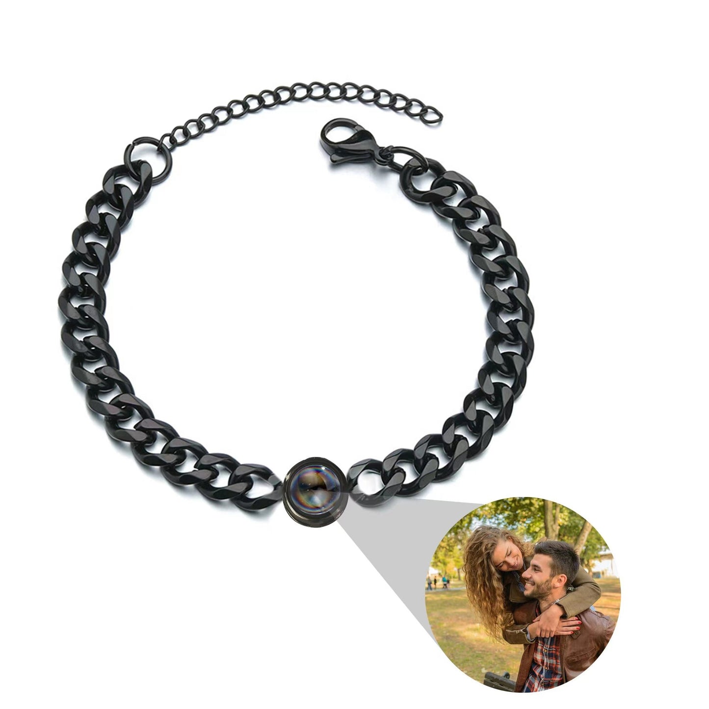 Titanium Steel Men And Women Personalized Photo Projection Custom Family Gathering Pet Couple Birthday Memory Bracele