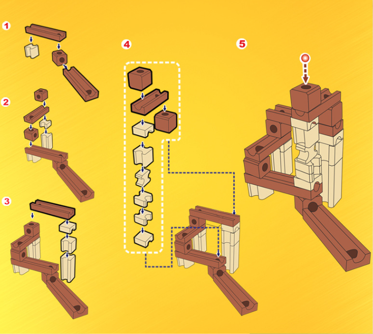 Wood Marbles Building Run Maze Ball Blocks Rollercoaster Style Construction Educational Toys For Children Kids Gifts