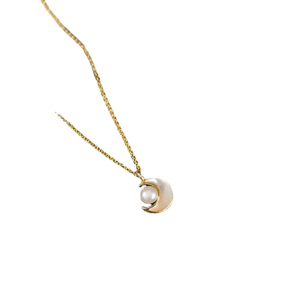 Natural Pearl Pendant Note 18k Gold Necklace For Women