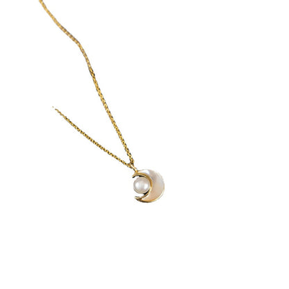 Natural Pearl Pendant Note 18k Gold Necklace For Women