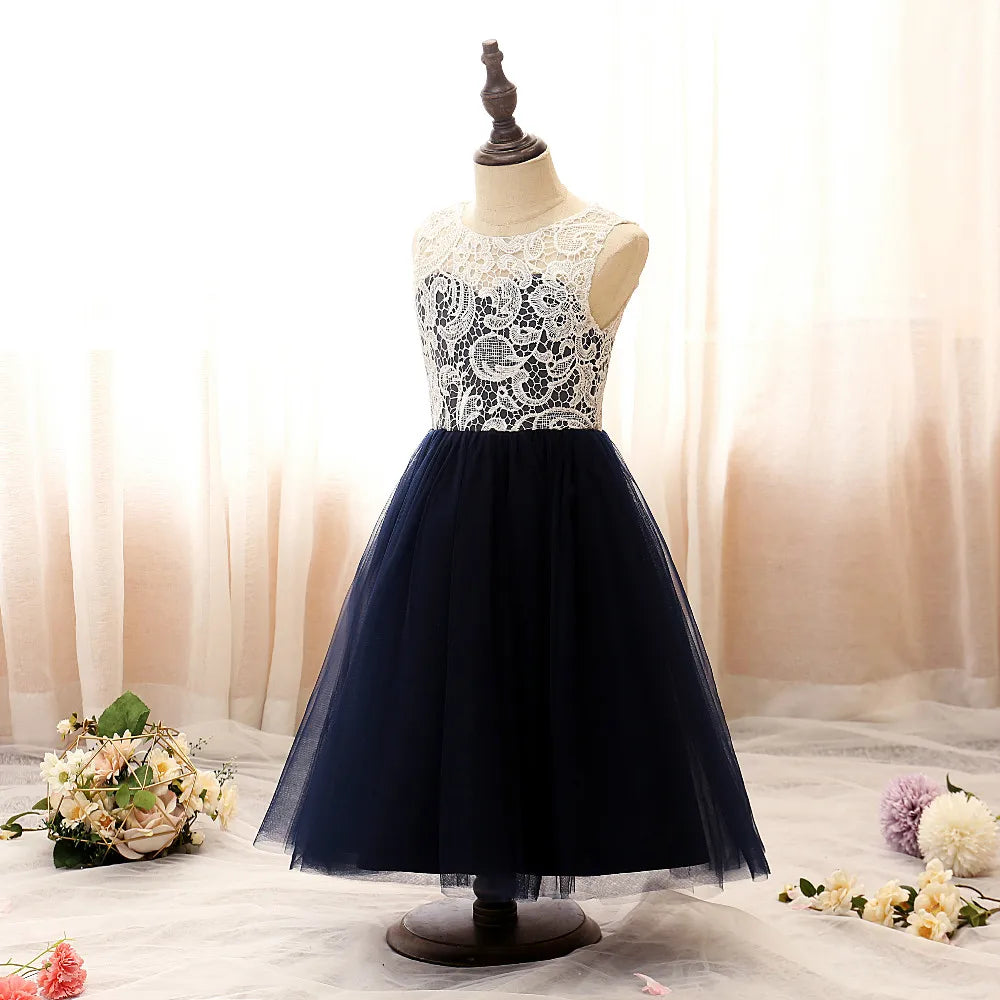 Illusion Top Flower Girl Dress For Children Birthday Evening Party Wedding Ceremony Banquet Pageant Ball Celebration Event Prom