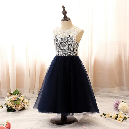 Illusion Top Flower Girl Dress For Children Birthday Evening Party Wedding Ceremony Banquet Pageant Ball Celebration Event Prom