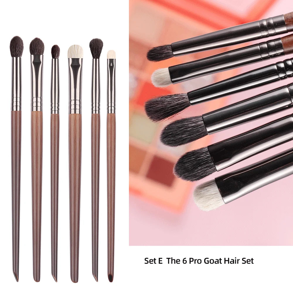 OVW Cosmetic 2/6 pcs Makeup Eye Shadow Brush Set Goat Hair Tool Ultra Soft Make Up Tapered Blender Diffuse Kit Cut Crease Brush