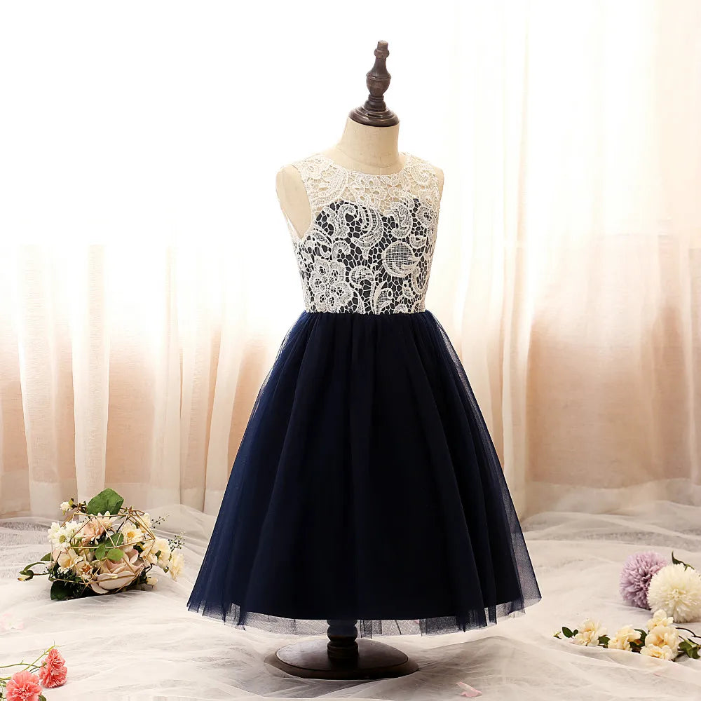 Illusion Top Flower Girl Dress For Children Birthday Evening Party Wedding Ceremony Banquet Pageant Ball Celebration Event Prom