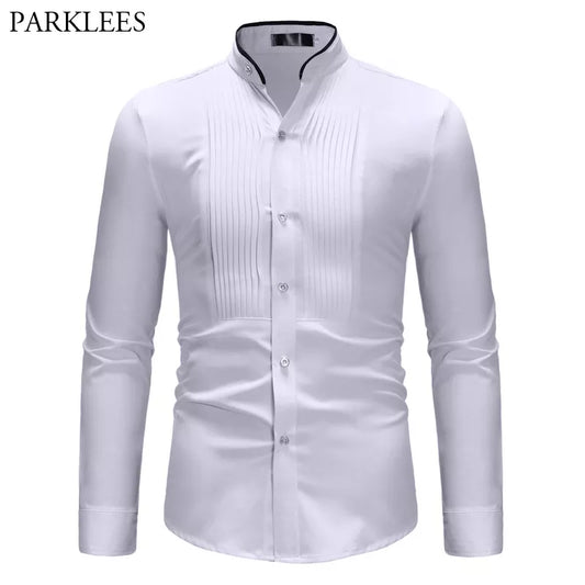 Brand Men Shirt 2022 Fashion Slim Fit Long Sleeve White Dress Shirt Men Business Work Formal Social Shirts Male Chemise Homme