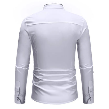 Brand Men Shirt 2022 Fashion Slim Fit Long Sleeve White Dress Shirt Men Business Work Formal Social Shirts Male Chemise Homme