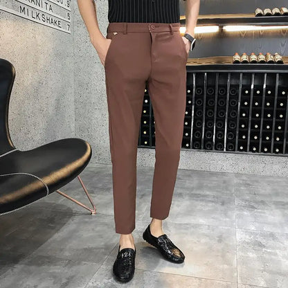 5 Colors Fashion Pants For Men For Suits Fashion Slim Fit Skinny Streetwear Plain Color Office Trousers Youth Suit Pants Wedding