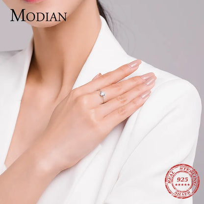 Modian 5 Style Clear CZ Link Chain Ring Trendy 925 Sterling Silver Adjustable Charm Gold Color Rings For Women Wedding Jewelry