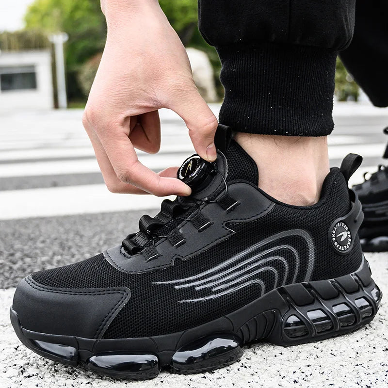 Rotating Button Safety Shoes Men Work Sneakers Indestructible Shoes Puncture-Proof Protective Shoes Work Boots Steel Toe Shoes