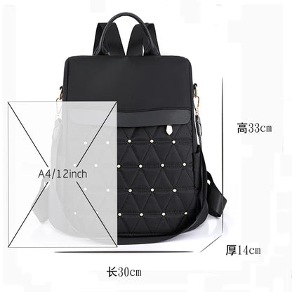 Women's Backpack Large Capacity Casual Travel Bagpack Simple Solid Color Shoulder Bag High Quality Nylon Cloth Racksack Mochilas