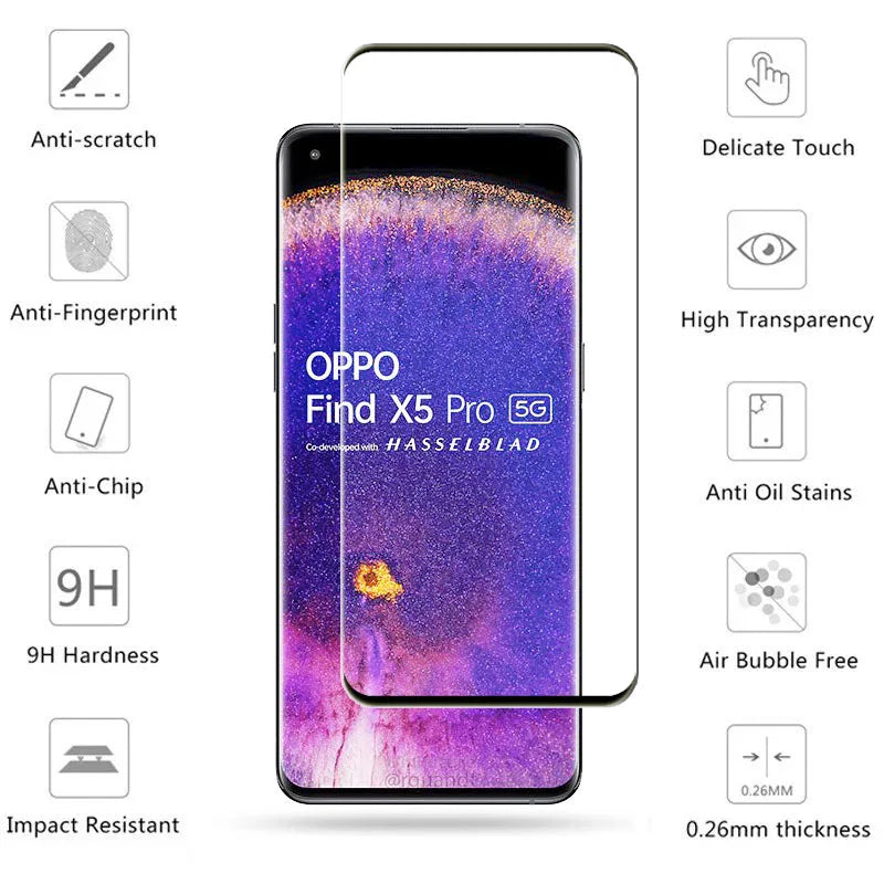 Full Cover Glass For OPPO Find X5 Pro Screen Protector For OPPO Find X5 Pro Tempered Glass Phone Lens Film For OPPO Find X5 Pro