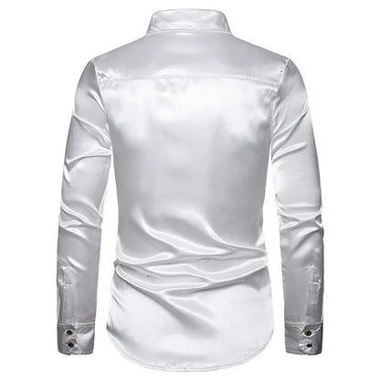 Long Sleeve Wedding Dress Shirt Men Soft Comfortable Shine Business Shirt For Men England Style Sequin Formal Shirt Men Tops