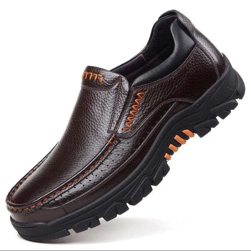 Genuine Leather Shoes Men Loafers Soft Cow Leather Men Casual Shoes New Male Footwear Black Brown Slip-on A2088