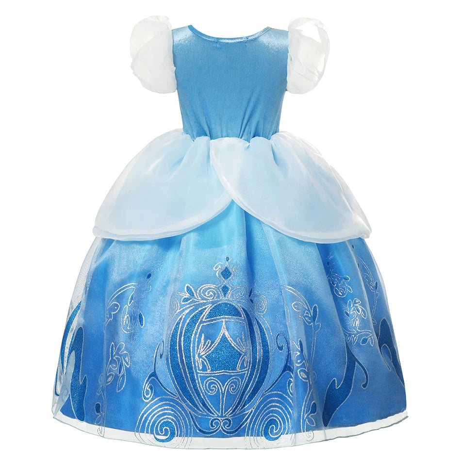 LED Light Up Disney Cinderella Princess Cosplay Dress for Girl Kids Ball Gown Sequin Carnival Mesh Clothing for Birthday Gift