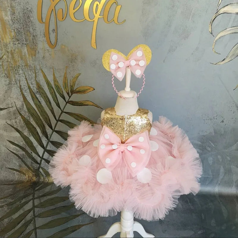 Kids Clothes Baby Girls Minnie Mouse Pink Tutu Dess Toddler Girl Birthday Party Princess Flower Girl Dresses Christmas Halloween