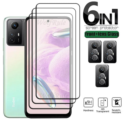 6-in-1 For Redmi Note 12S Glass Redmi Note 12S Full Cover Glue HD 9H Phone Screen Protector For Xiaomi Redmi Note 12S Lens Glass