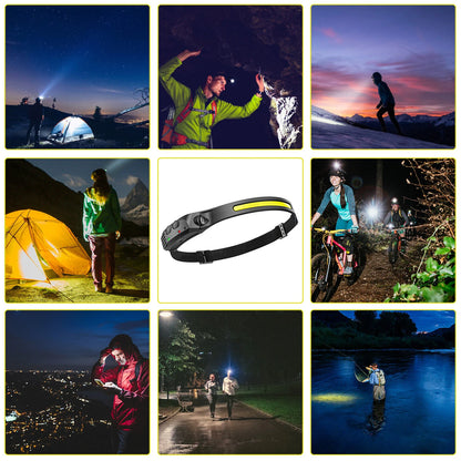 Head Flashlight Headlight Led Head Lamp Rechargeable Led Headlamp Work Light Camping Searchlight Torch With Built-in Battery