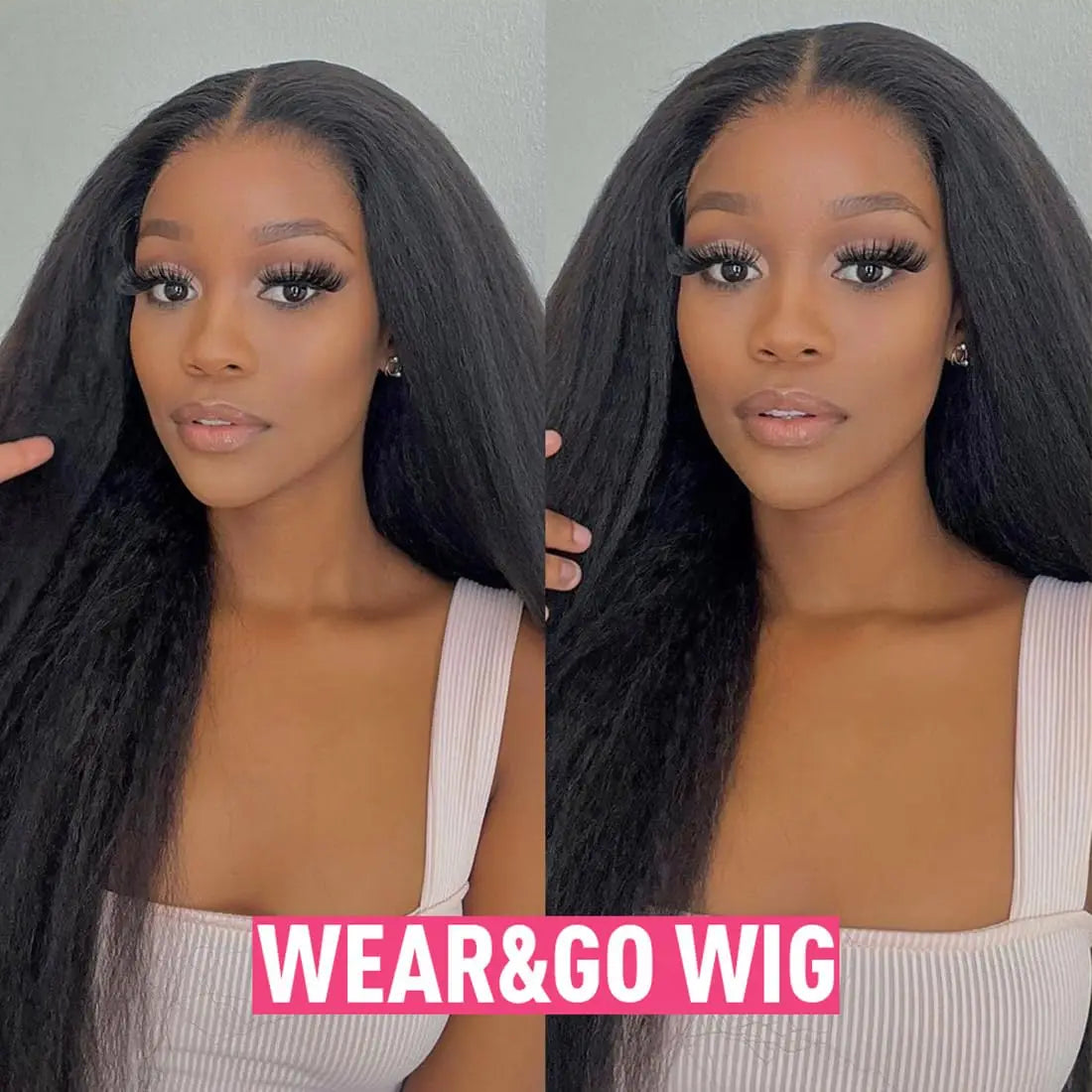 Kinky Straight 4x4 HD Transparent Lace Front Human Hair Wigs Glueless Wear And Go Kinky Straight Human Hair Wigs For Beginners