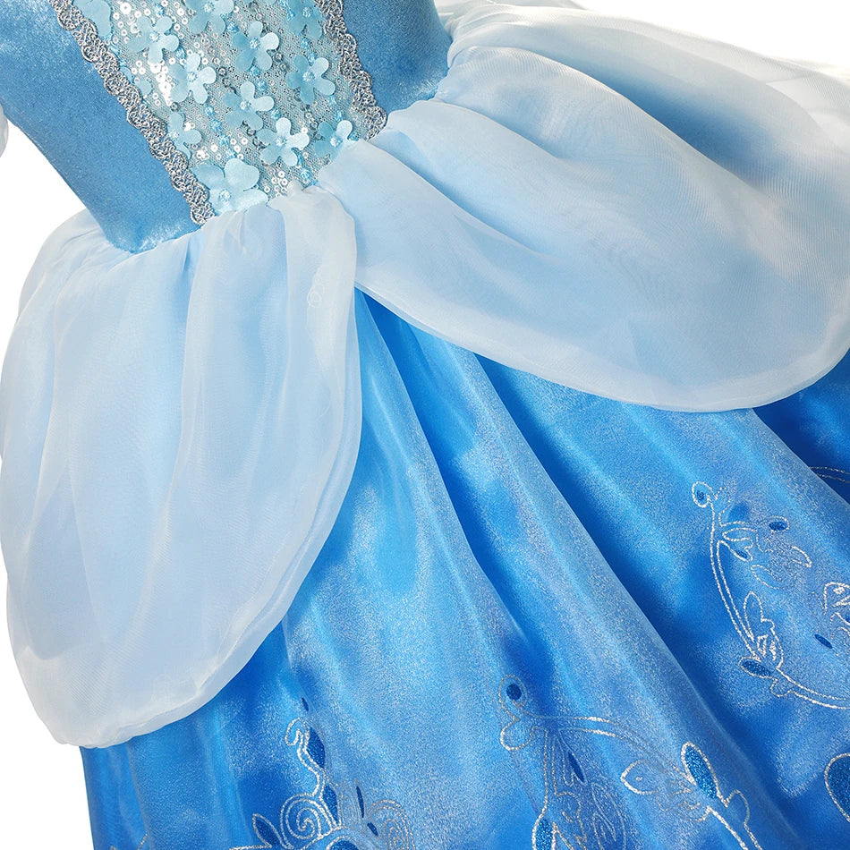 LED Light Up Disney Cinderella Princess Cosplay Dress for Girl Kids Ball Gown Sequin Carnival Mesh Clothing for Birthday Gift