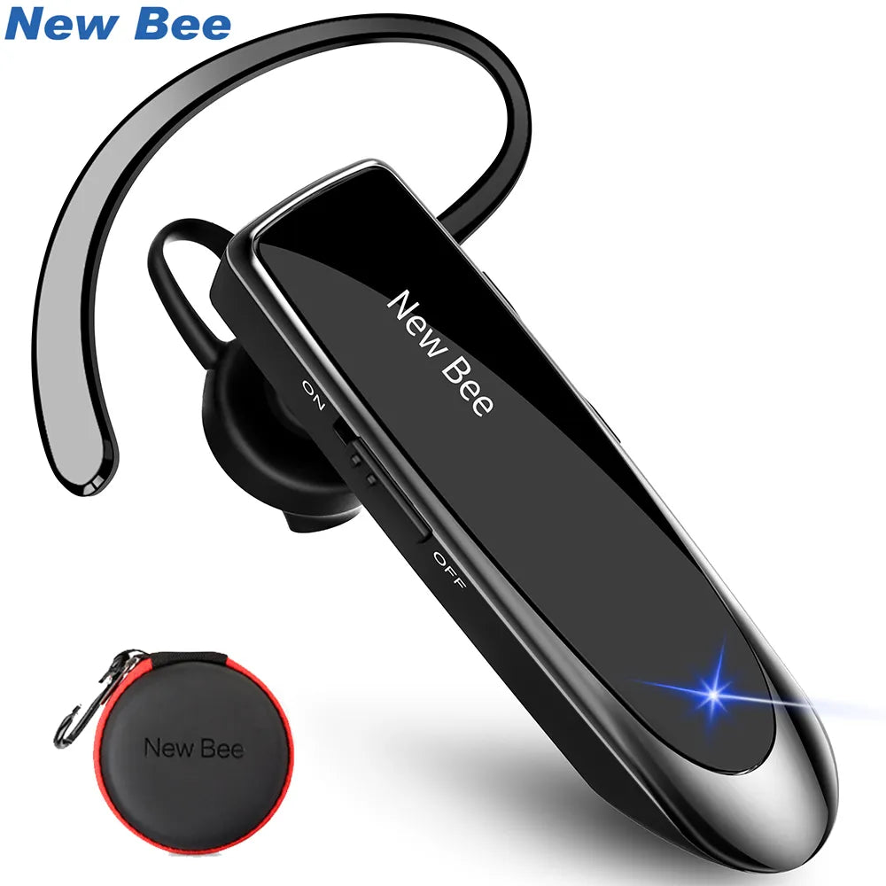 New Bee Bluetooth Earphones V5.0 Headset Wireless Headphones Business Hands-free Earbuds 24H Talk Time Earpiece with Microphone