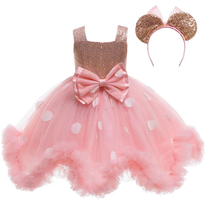 Kids Clothes Baby Girls Minnie Mouse Pink Tutu Dess Toddler Girl Birthday Party Princess Flower Girl Dresses Christmas Halloween