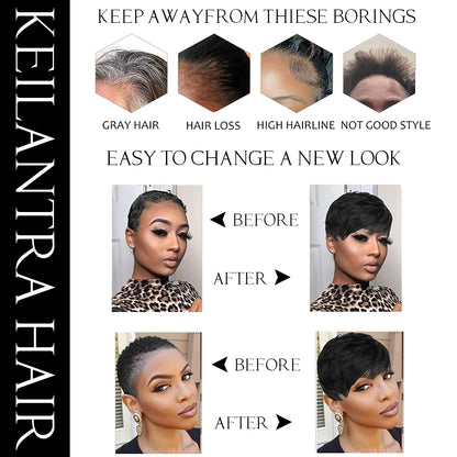 Short Pixie Cut Wig Human Hair For Black Women Machine Made Wigs With Bangs Glueless Wig Human Hair Wigs