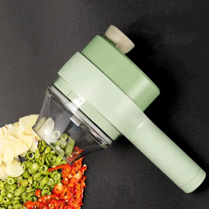 Hot 4 in 1 Handheld Electric Vegetable Slicer Set Kitchen Multifunctional Garlic Crusher Automatic Garlic Press Meat Grinder