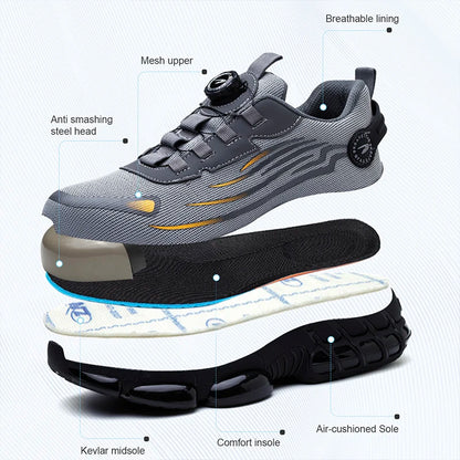 Rotating Button New Safety Shoes Men Anti-smash Anti-puncture Work Shoes Fashion Men Sport Shoes Security Protective Boots Men