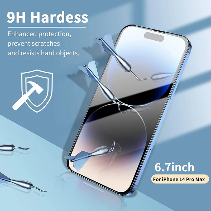 3/5PCS Glass Screen Protector Phone Case for IPhone 12 11 13 14 15 Pro Max Mini XS XR X 8 7 Plus 14Pro 13Pro IPones Front Cover