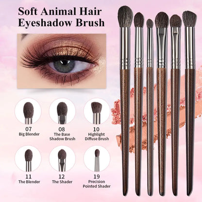 OVW Cosmetic 2/6 pcs Makeup Eye Shadow Brush Set Goat Hair Tool Ultra Soft Make Up Tapered Blender Diffuse Kit Cut Crease Brush