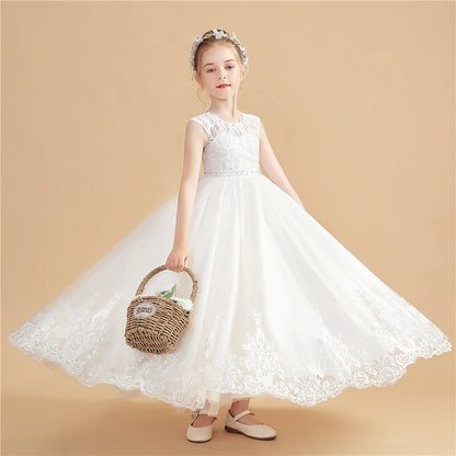 A-Line Princess Flower Girl Dress For Children First Communion Wedding Choir Show Ball-Gown Birthday Event Party Banquet Prom