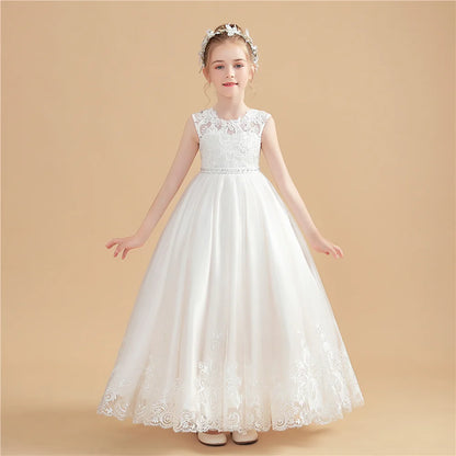 A-Line Princess Flower Girl Dress For Children First Communion Wedding Choir Show Ball-Gown Birthday Event Party Banquet Prom