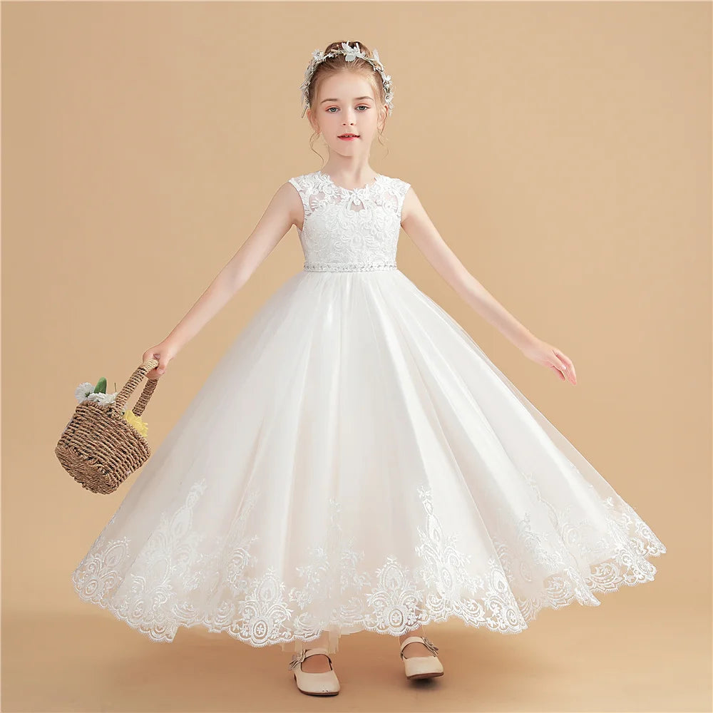 A-Line Princess Flower Girl Dress For Children First Communion Wedding Choir Show Ball-Gown Birthday Event Party Banquet Prom