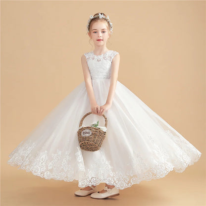 A-Line Princess Flower Girl Dress For Children First Communion Wedding Choir Show Ball-Gown Birthday Event Party Banquet Prom